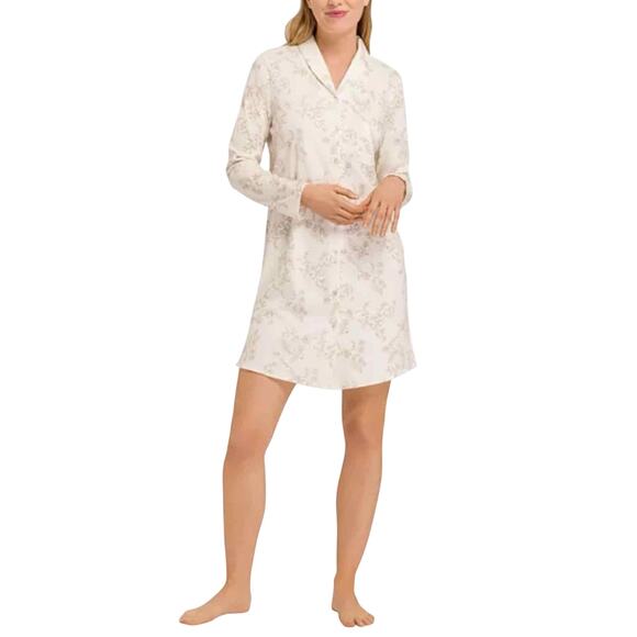 Hanro Loungy Nights Printed Long Sleeve Nightgown Size Medium Tender Botanical - Picture 9 of 15
